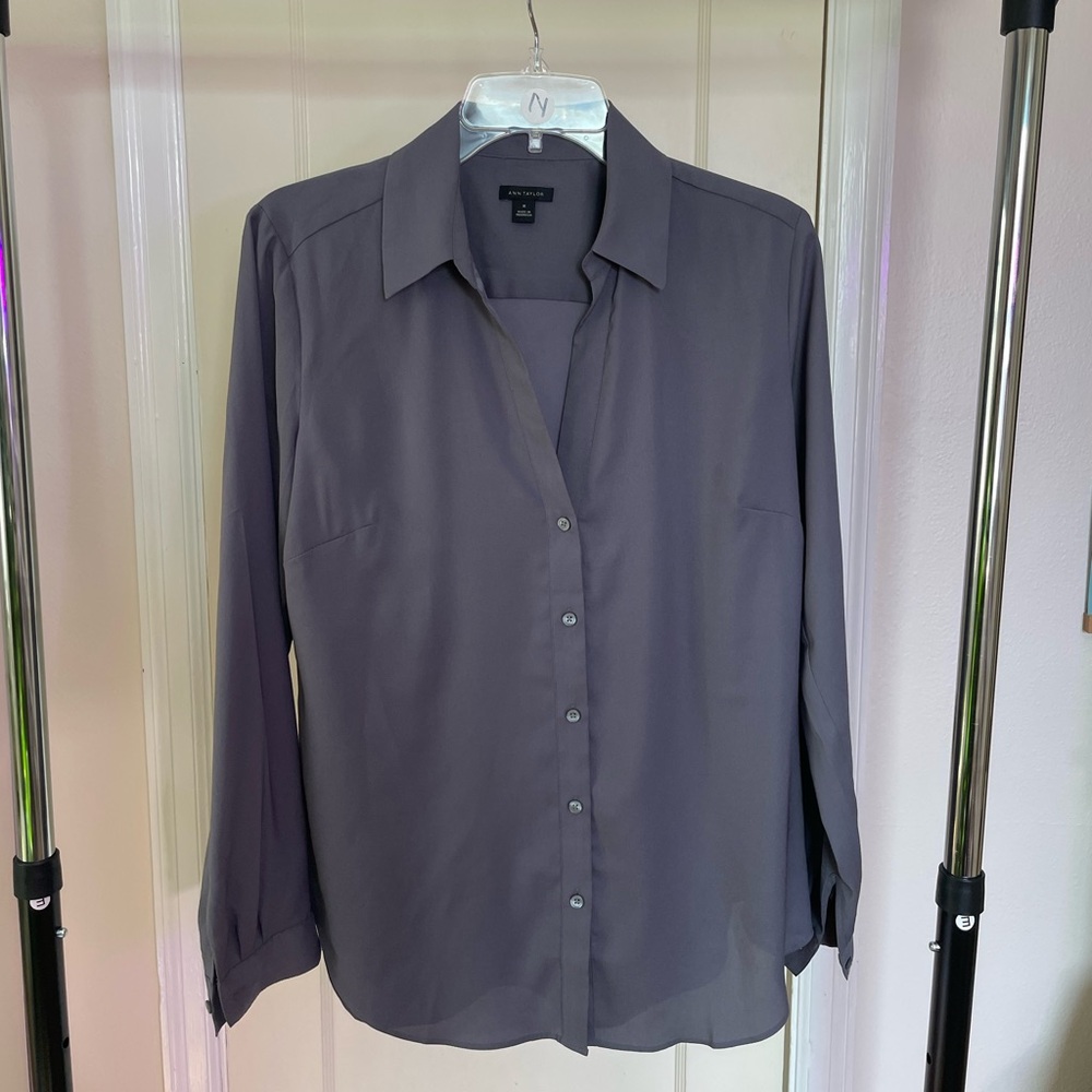 Ann Taylor Charcoal Blouse